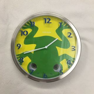 Frogger Stainless Steel Yellow Green Karlsson Frog Wall Clock Moving Eyes Clock