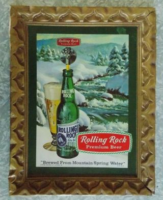 Vintage 1970s Rolling Rock Premium Beer Sign Man Cave Estate Find
