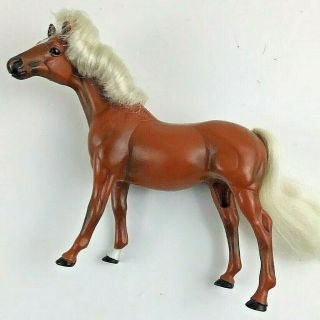 Grand Champion 7’ Tall Vintage Toy Plastic Horse Brown White Hair