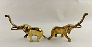 Vintage Solid Brass Trunk Up Elephant Statue Small Figurine Set 4