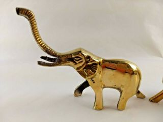 Vintage Solid Brass Trunk Up Elephant Statue Small Figurine Set 5