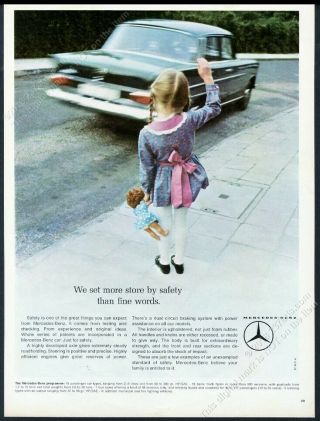 1966 Mercedes Benz Fintail Sedan Photo Unusual European Vintage Print Ad