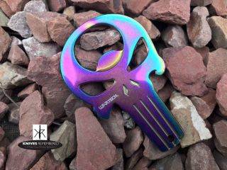Punisher Skull Edc Bottle Opener Self Defense Key Chain Multi Functional Rainbow
