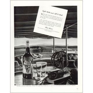 1940 Four Roses Whiskey: Eight Bells And Alls Well Vintage Print Ad