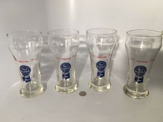Set Of 4 Pabst Blue Ribbon Beer/ale Glasses 8 Ounces
