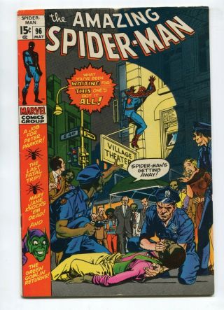 1971 Marvel Spider - Man 96 Drug Story Green Goblin Appearance Fine,  B2