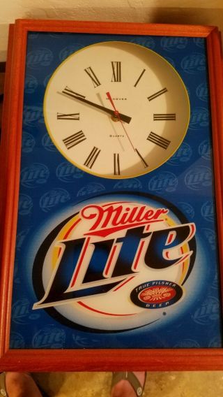 Miller Lite Clock 12 " ×18 ".  Rare Item