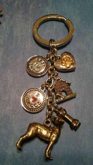 Key Ring Chain Holder Boston Terrier 6 Charms I Love My Dog House Best In Show