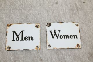 Vintage Style Women Men Restroom Signs Porcelain Enamel Gas Station Garage
