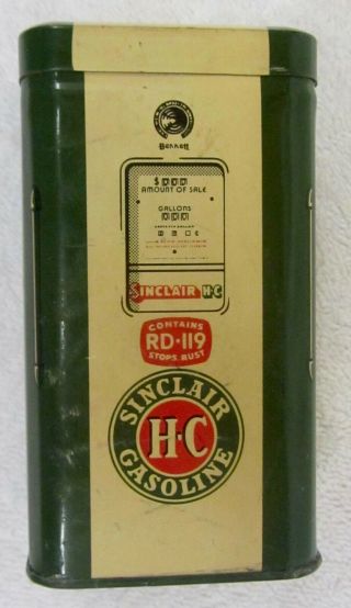 Vintage 1950 ' s SINCLAIR H - C GAS PUMP BANK Motor Oil Can Tin Litho Advertising XC 4