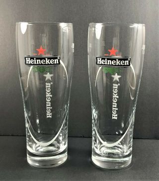Heineken Red Star Beer.  25l Drinking Glasses Pre - Owned Set/2