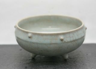 Exquisite Antique Chinese Longquan Drip Glaze 龙泉窑 Soft Green Crackled Glaze Bowl 2