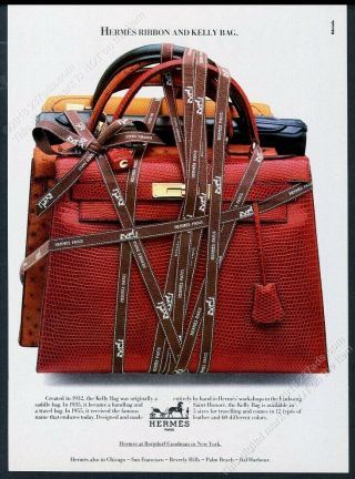 1982 Hermes Kelly Bag Purse Handbag 3 Colors Photo Vintage Print Ad
