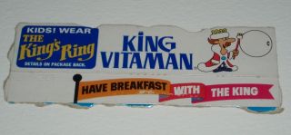 Quaker King Vitamin Cereal Box Bottom W/ Kings Ring Offer