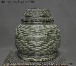 5 " Marked Old Chinese Bronze Fengshui Auspicious “福” Tanks Crock Pot Jar