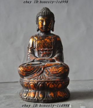 Old Tibet Buddhism Bronze Gild Sakyamuni Shakyamuni Rulai Amitabha Buddha Statue