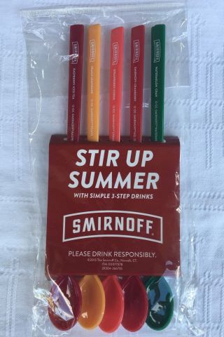 Smirnoff Vodka Spoon Set W/ Recipes - Advertising Giveaway Item - Stir Up Summer