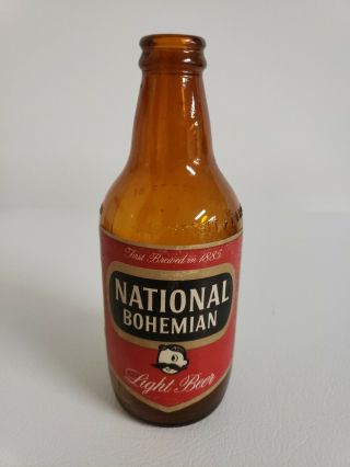 Vintage National Bohemian Light Beer 12 Oz.  Paper Label Short Empty Bottle