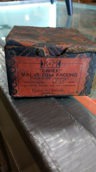 Vintage K&m " Chief " Valve Stem Packing - 1/16 Size