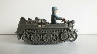 Vintage Britains Ltd Kettenkrad Wwii German Diecast Vehicle W/ Figure - Code A