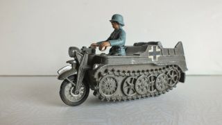 Vintage BRITAINS LTD KETTENKRAD WWII German Diecast Vehicle w/ Figure - code A 3