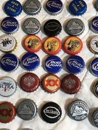 100 Assorted Beer Bottle Caps Tops Miller Coors Bud Light Xx