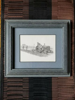 Pencil Drawing By Don Greytak - Framed And Matted - Farmer Plowing - 22/series