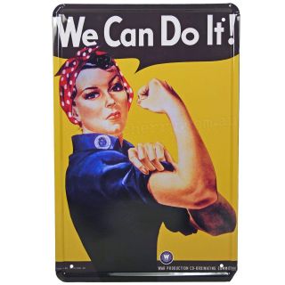 Rosie The Riveter Retro Metal Tin Sign Homewares Ww Ii Decor Vintage