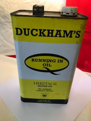 Duckhams British Motor Heritage Bmh Running In Oil 1 Gallon Vintage Empty Can