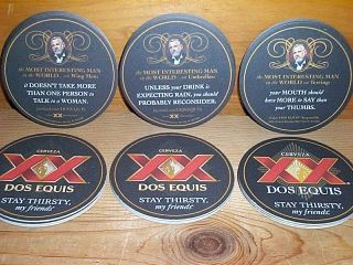 Dos Equis Xx " The Most Interesting Man In The World " Beer Bar Coasters