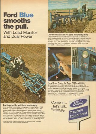 1974 Xlarge Print Ad Of Ford Blue 7000 & 5000 Farm Tractor