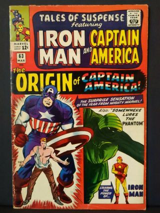 Tales Of Suspense 63 Key Captain America Origin Vg 1965 Silver Age Marvel
