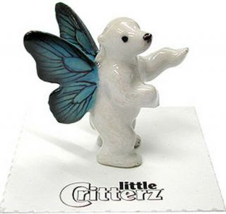 ➸ Little Critterz Fantasy Miniature Figurine Pixie Fairy Polar Bear Winter
