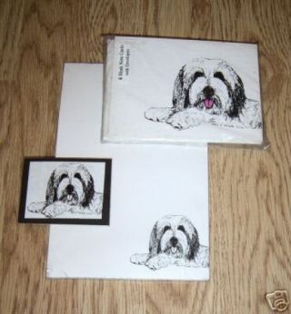 Bearded Collie 3 Piece Set - Notepad,  6 Blank Notecards And Magnet
