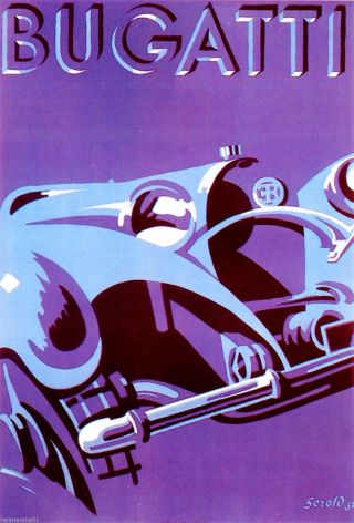 1932 Bugatti French France Automobile Car Vintage Advertisement Art Poster Print
