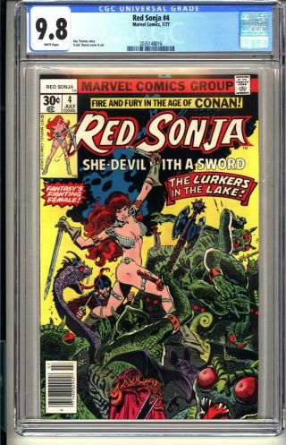 Red Sonja 4 Cgc 9.  8 Wp Nm/mt Marvel Comics 7/77 (conan The Barbarian) Bronze