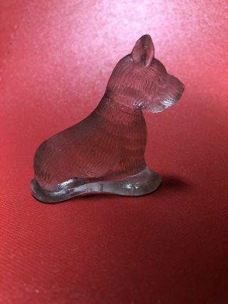 Vintage 20’s Pressed Glass Scottie Scottish Terrier Dog Figurine 2”