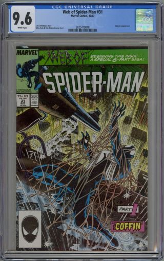Web Of Spider - Man 31 Cgc 9.  6 Nm,  Wp Marvel Comics 1987 Kraven & " Coffin " Part 1