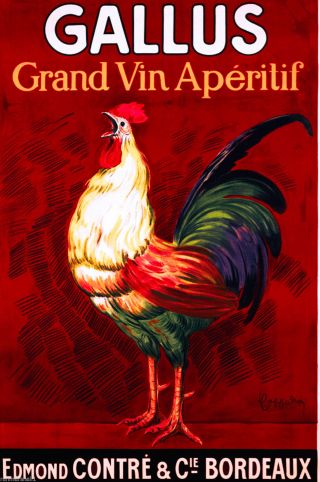 Gallus Grand Vin Rooster French France Vintage Wine Advertisement Poster Print