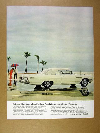 1964 Buick Lesabre White Convertible Car Photo Vintage Print Ad