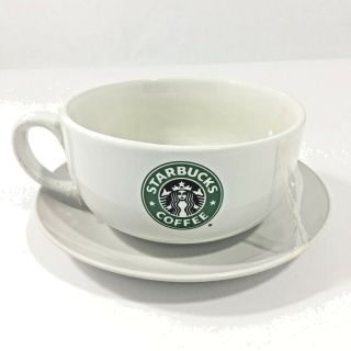 Starbucks Jumbo Mug And Saucer Coffee Cup Soup Bowl 18oz 2008 Mermaid Logo
