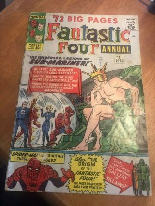 Fantastic Four Annual 1 (1963) Classic With Sub - Mariner.  Fair Shape