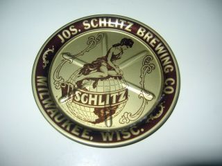Vintage Schlitz Beer Ashtray Tin Tip Tray