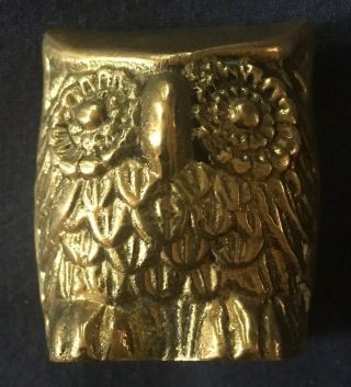 Vintage Brass Owl Paperweight Figurine Animal Collectible