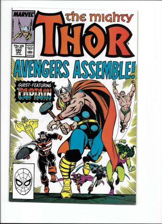 Thor 390 391 Cap picks up Thor ' s Hammer 1st Appearance Mongoose HOT Avengers 2