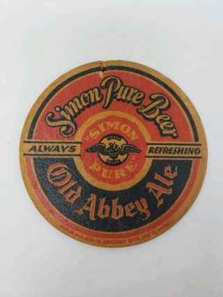 Simon Pure Beer Ny 1930’s 4 Inch Absorbo Coaster Co.