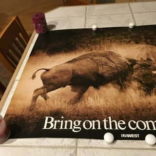 Vintage US WEST Telephone Poster Rare 27X35 Bring On the Competition.  Buffalos 2