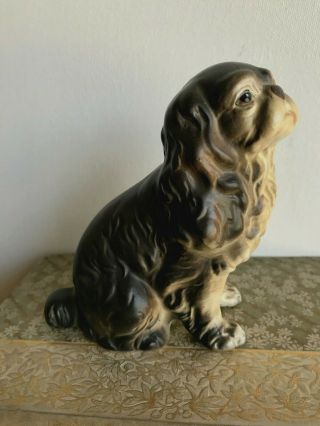 English Toy Spaniel Dog Figurine Figure Ceramic Brown Coat
