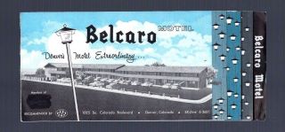 Vintage 1950s Belcaro Motel Advertising Brochure Pamphlet Denver Colorado Cars