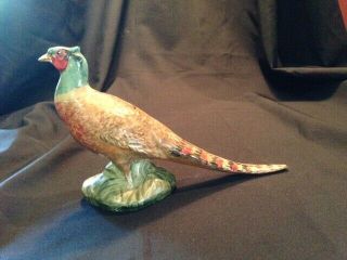 Vtg Colorful Ceramic Ring Necked Pheasant Figurine 12 "
